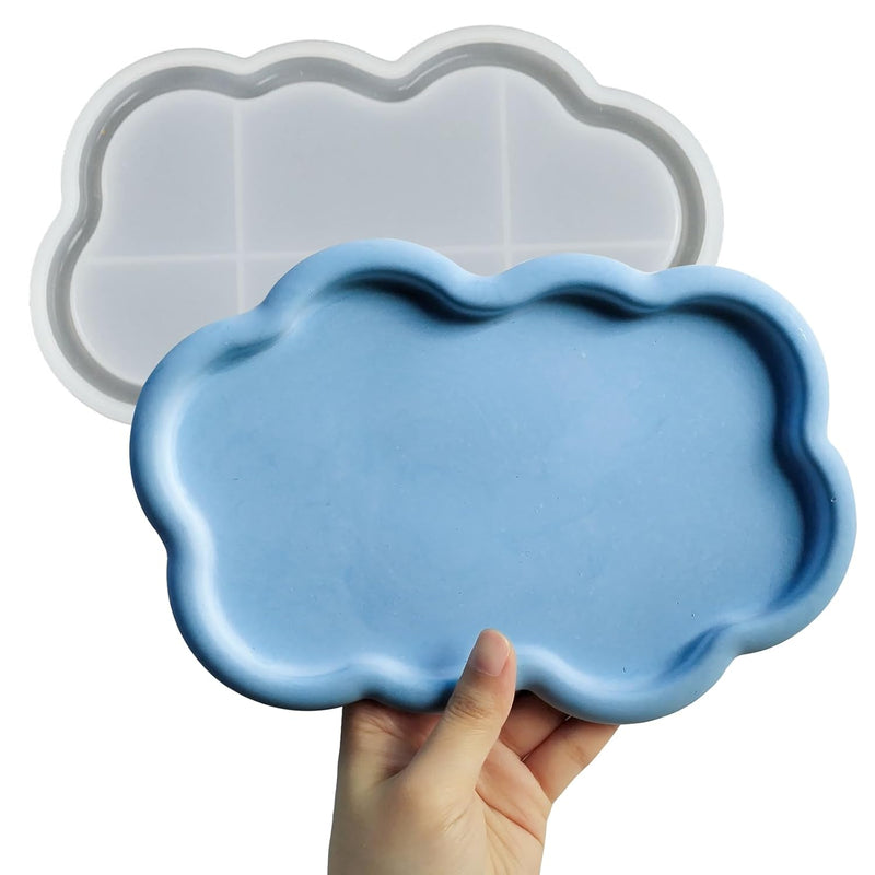 Cloud Shape Tray Silicone Mold Storage Tray Container Mold For Resin Concrete Jewelry Trinket Plate Dish Vanity Candle Holder Mold For Epoxy Resin Casting Creative Art Craft Home Decor