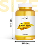 Acrylic Paint Metallic Gold, 16.9 Fl Oz/500Ml Large Bottle Gold Leaf Paint For Art Painting, Hand-Crafts, Non-Toxic, Non-Fading Gold Paints Ideal For Canvas, Wood, Furniture, Fabric, Ceramic, Stone Craft Supplies