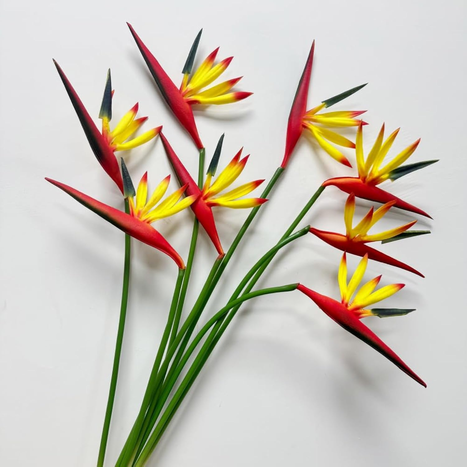 Medium Bird Of Paradise 23 Inch,Artificial Flowers Outdoor Uv Resistant No Fade Fake Plastic Plants, Artificial Flower Plants Small Flower Arrangement For Home Office 8 Pcs (Yellow)