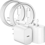 2 Pack 20W USB C Fast Charger with 6FT USB C Cable for iPhone 17 16 15 Pro Max Air Wall Charger
