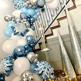 132Pcs Ice Snow Queen Metal Balloons Double Layer Snowflake Decoration