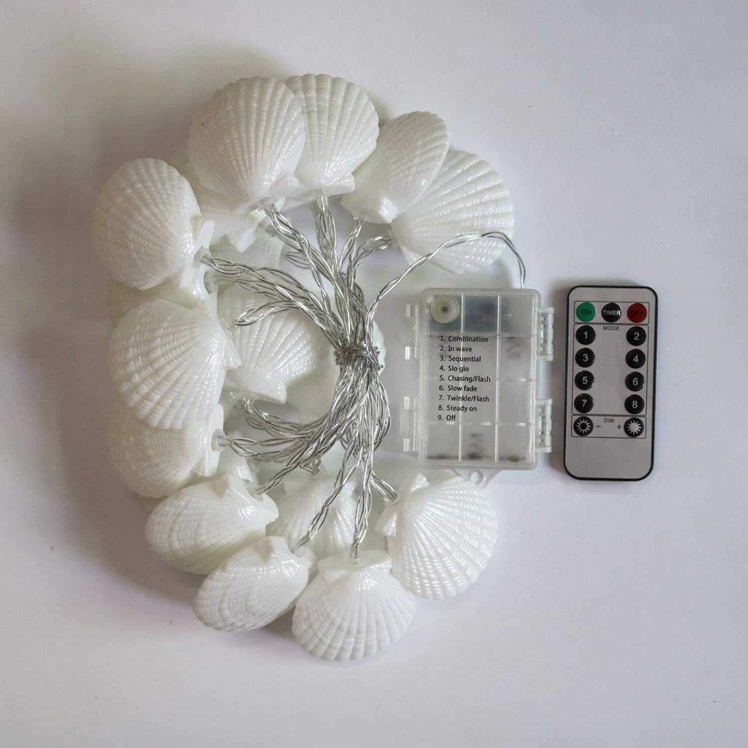 Remote Shell String Lights, 10 Ft Shell Shapped Light With 20 Leds, Battery Powered Sea Shell String Lights For Christma