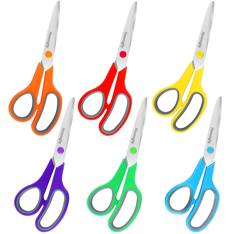 Scissors, 8" Scissors All Purpose Bulk 6-Pack, Sharp Scissors For Office Home