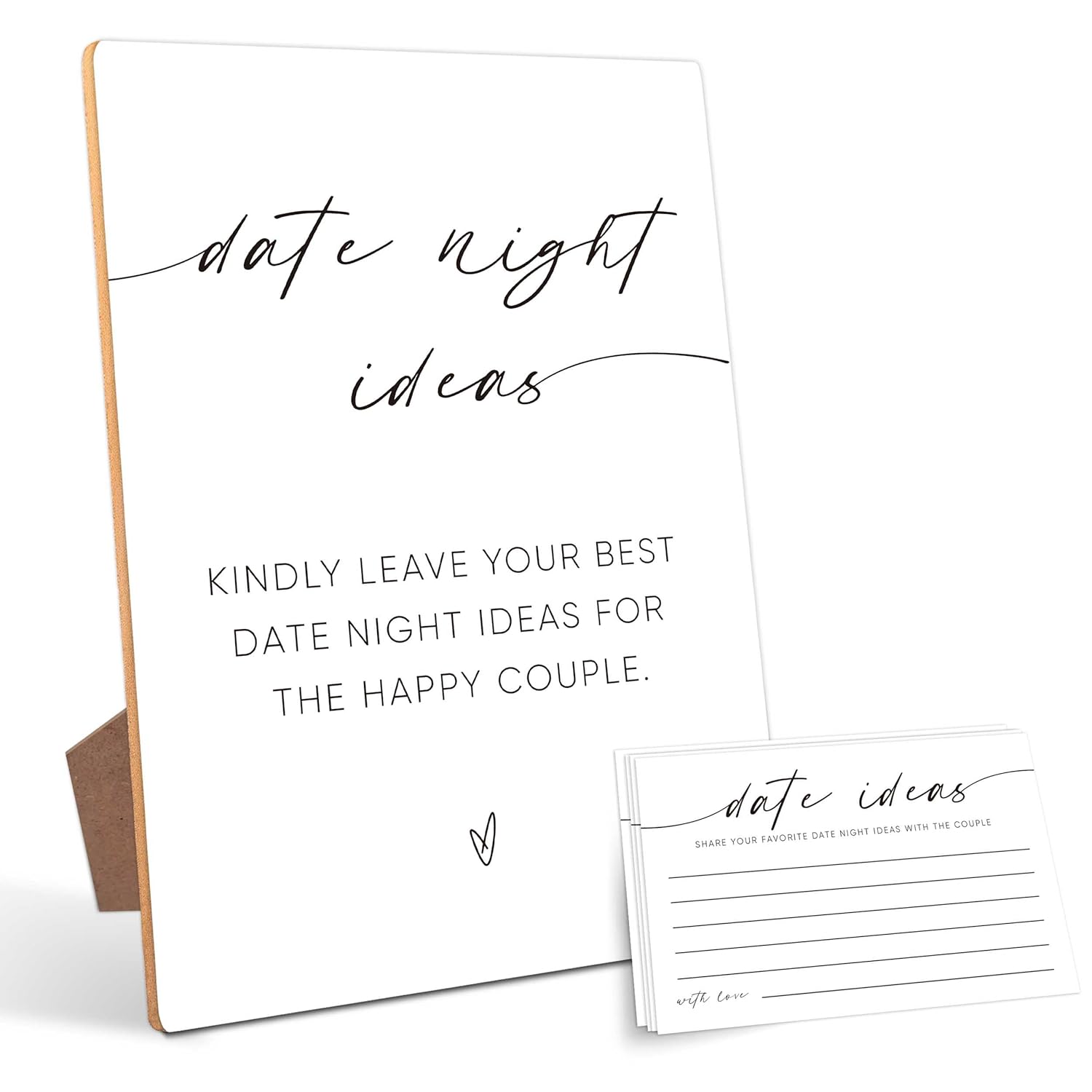 Date Night Ideas, Bridal Shower Games, Bridal Shower Decorations, Bridal Party Decorations, Bachelorette Party Games, Couples Games,1 Wooden Play Sign With Stand And 50 Cards Set