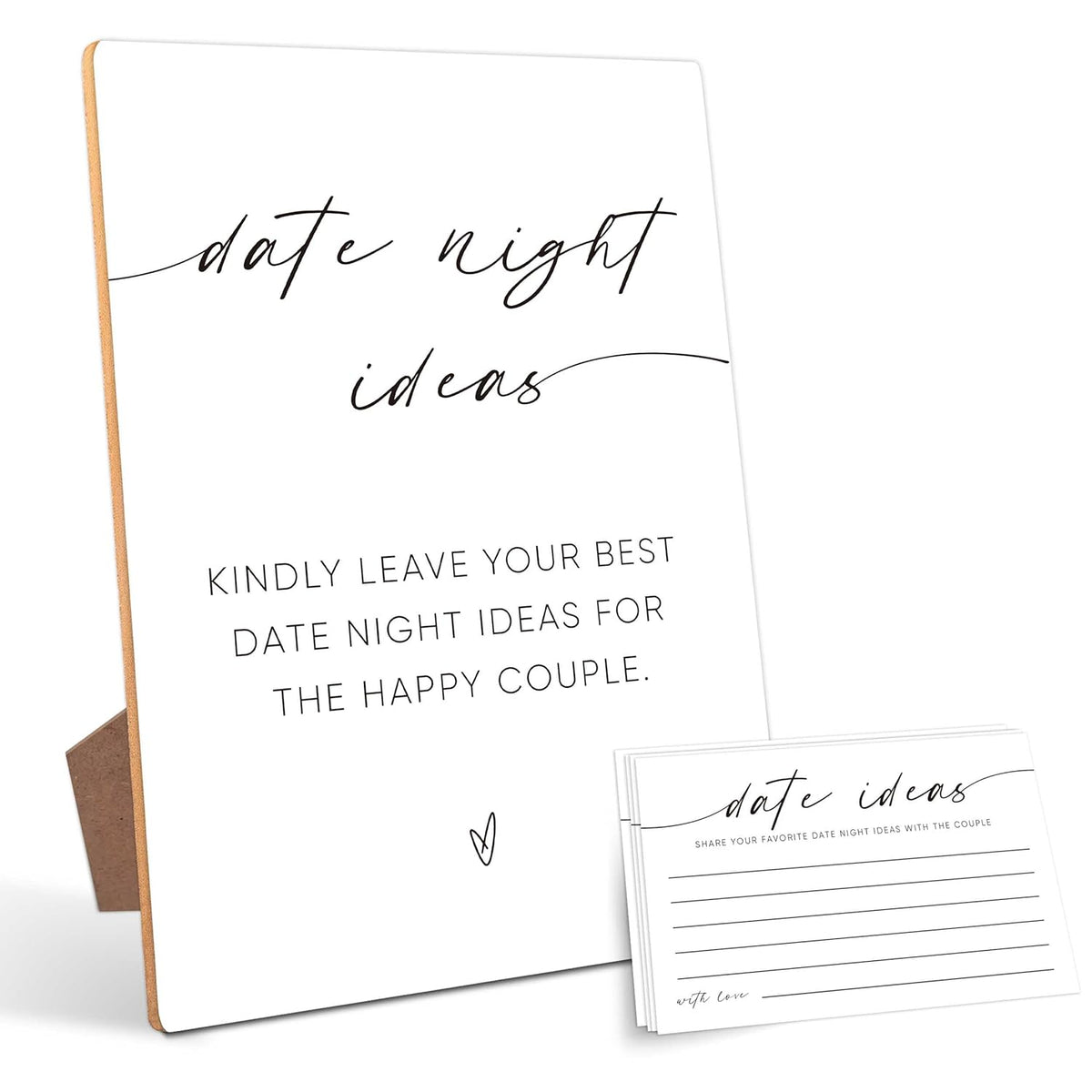 Date Night Ideas, Bridal Shower Games, Bridal Shower Decorations, Bridal Party Decorations, Bachelorette Party Games, Couples Games,1 Wooden Play Sign With Stand And 50 Cards Set