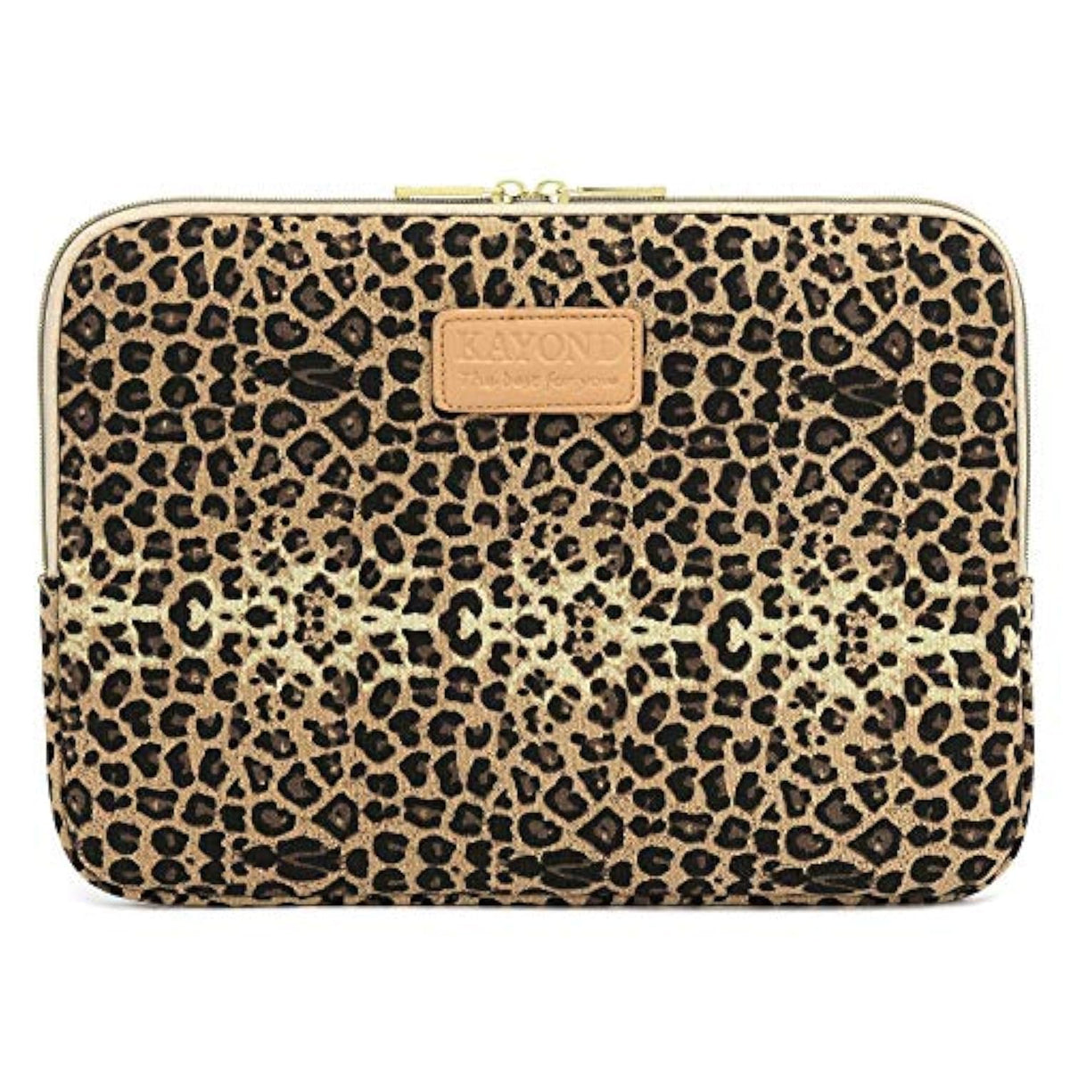 Kayond KY-03 Canvas Fabric 14.1 Inch Laptops Sleeve - Brown Leopard Print