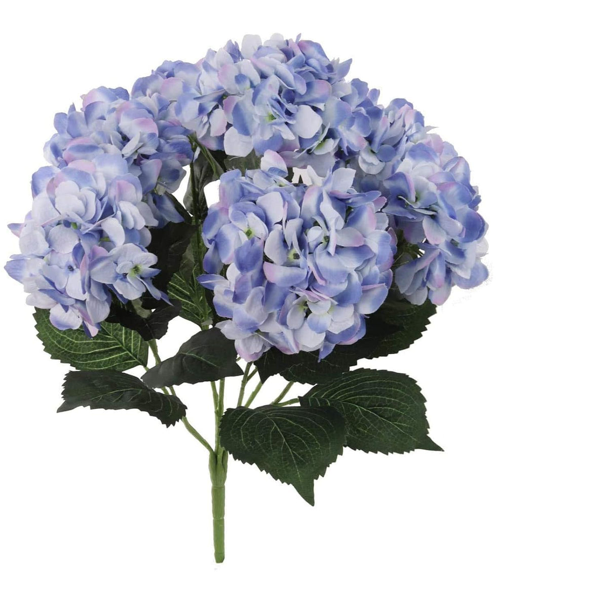 Blue Hydrangea Silk Flower Bush | Real Touch, Uv Resistant Faux Blooms With 7 Heads Per Bush & Adjustable Stem | Artificial Flowers For Indoor & Outdoor Weddings, Home & Event Décor | 1 Piece