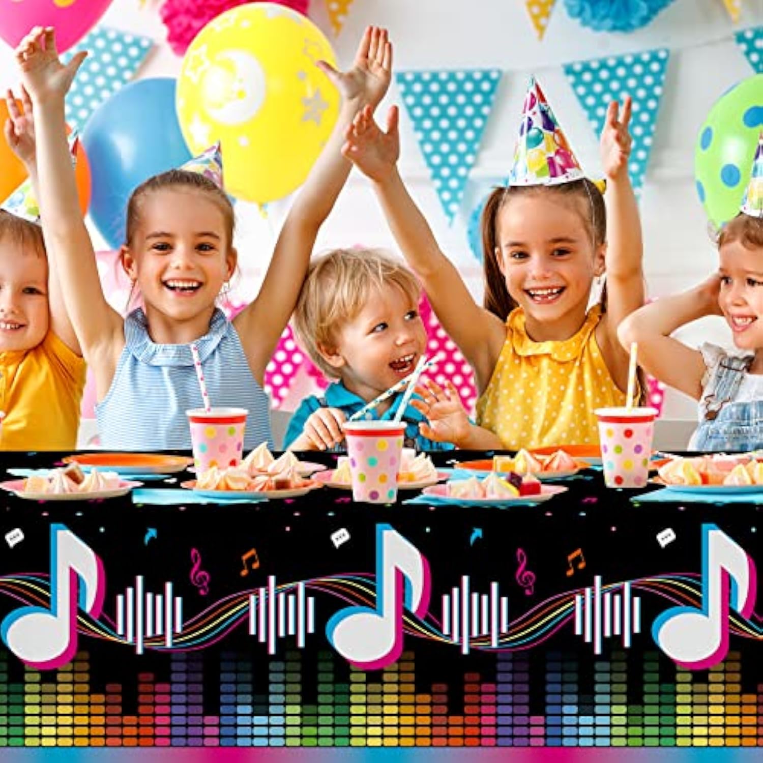 Music Party Disposable Tablecloth, Plastic Table Cover For Music Themed Birthday Party, 3 Pcs, 54”X108”