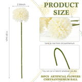 50 Pcs Artificial Flowers Chrysanthemum Ball Fake Flowers Lifelike Artificial Chrysanthemum Ball For Diy Wedding Bouquets Bridal Shower Table Centerpieces Home Kitchen Garden (White)