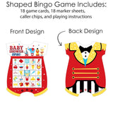 Big Dot of Happiness Carnival - Step Right Up Circus - Picture Bingo Cards and Markers - Carnival Themed Baby Shower Shaped Bingo Game - Set of 18