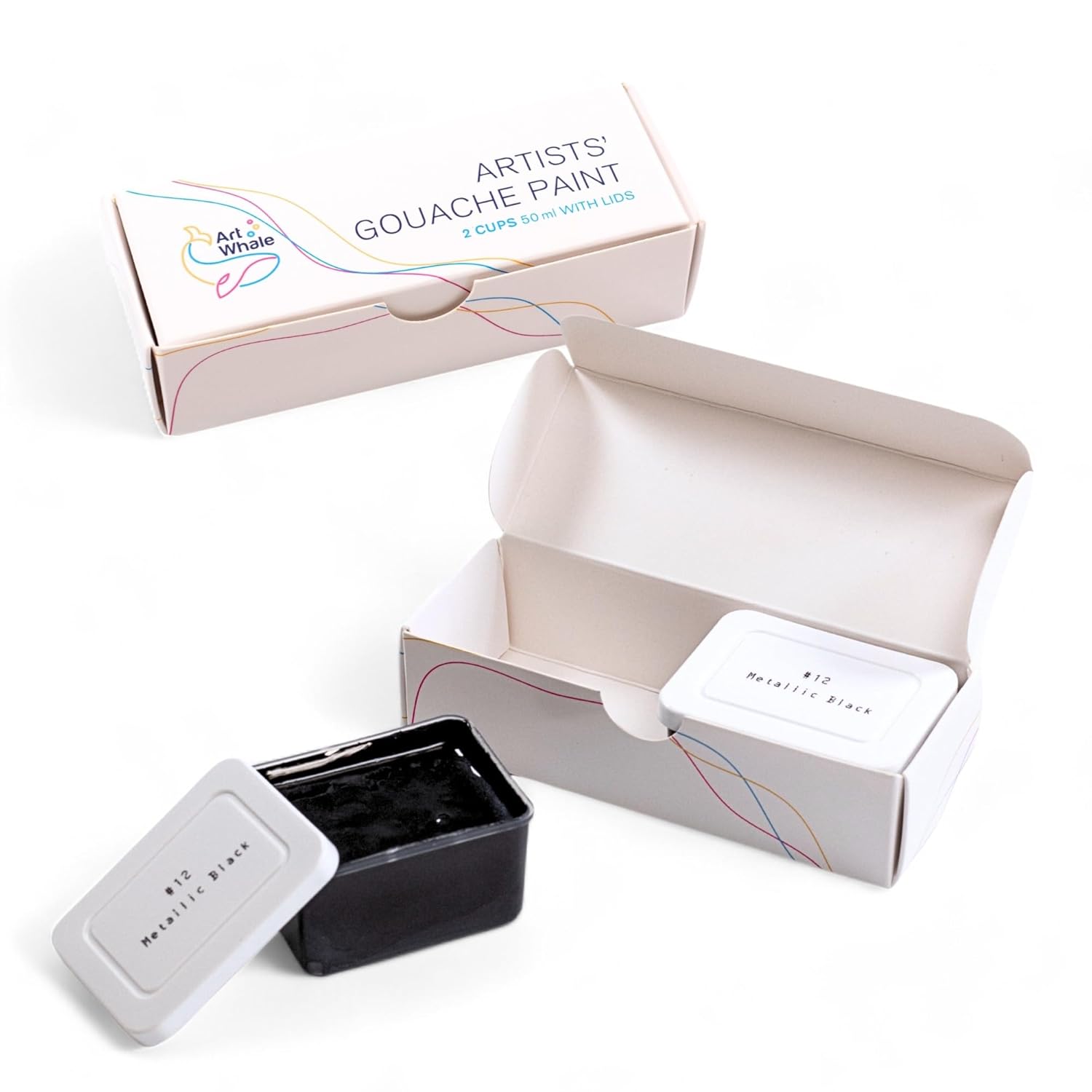 Gouache Metallic Black Refills (50Ml/1.7Oz)|Intense Pigments, Easy Color Refill (2 Pcs.)