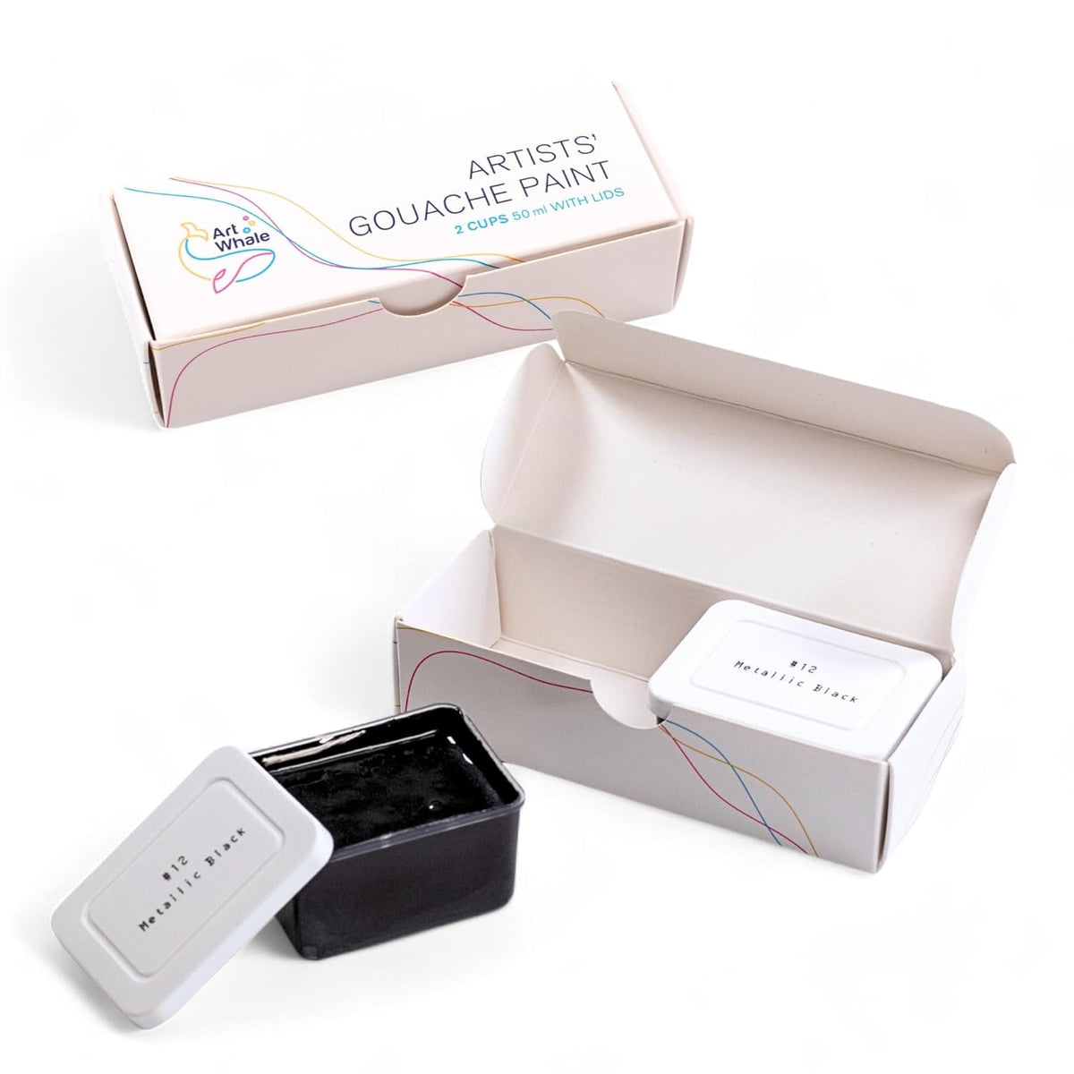 Gouache Metallic Black Refills (50Ml/1.7Oz)|Intense Pigments, Easy Color Refill (2 Pcs.)