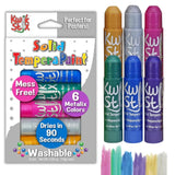 The Pencil Grip Kwik Stix Metalix Paint Pens, Metallic Tempera Paint Pens, Super Quick Drying, 6 Count - TPG-613, Gold,silver,pink,green,blue,purple