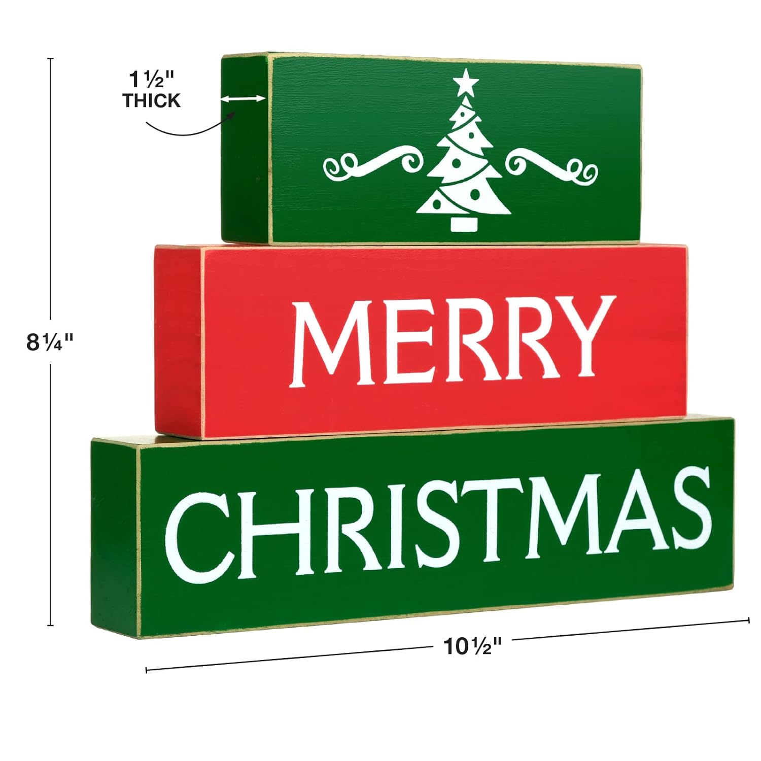 Set Of 3 Christmas Decor Blocks - Merry Christmas
