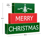 Set Of 3 Christmas Decor Blocks - Merry Christmas