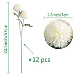 24 Silk Chrysanthemum Ball Head Bouquet White Bouquets Hydrangea,12 Pcs Artificial Two Head Chrysanthemum Ball Flowers For Home Office Coffee House Parties And Wedding