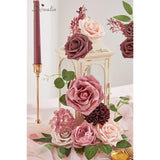Artificial Flowers Pink Fake Flowers Combo Box Set Silk Flowers With Stems For Diy Wedding Bouquets Bridal Shower Centerpieces Arrangements Party Cake Decorations