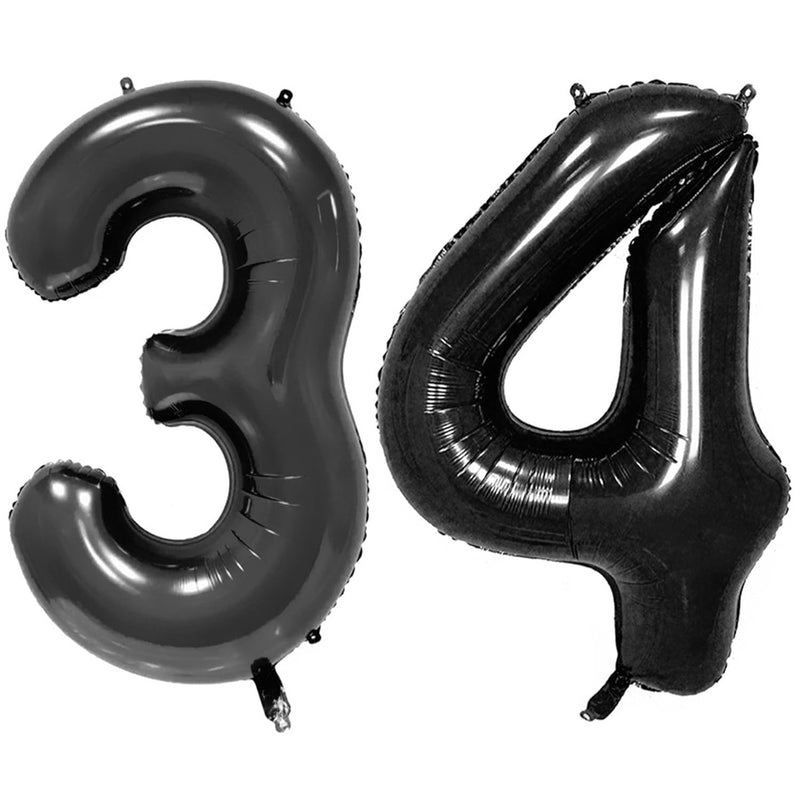 40Inch Black Foil 34 Helium Jumbo Digital Number Balloons, 34Th Birthd