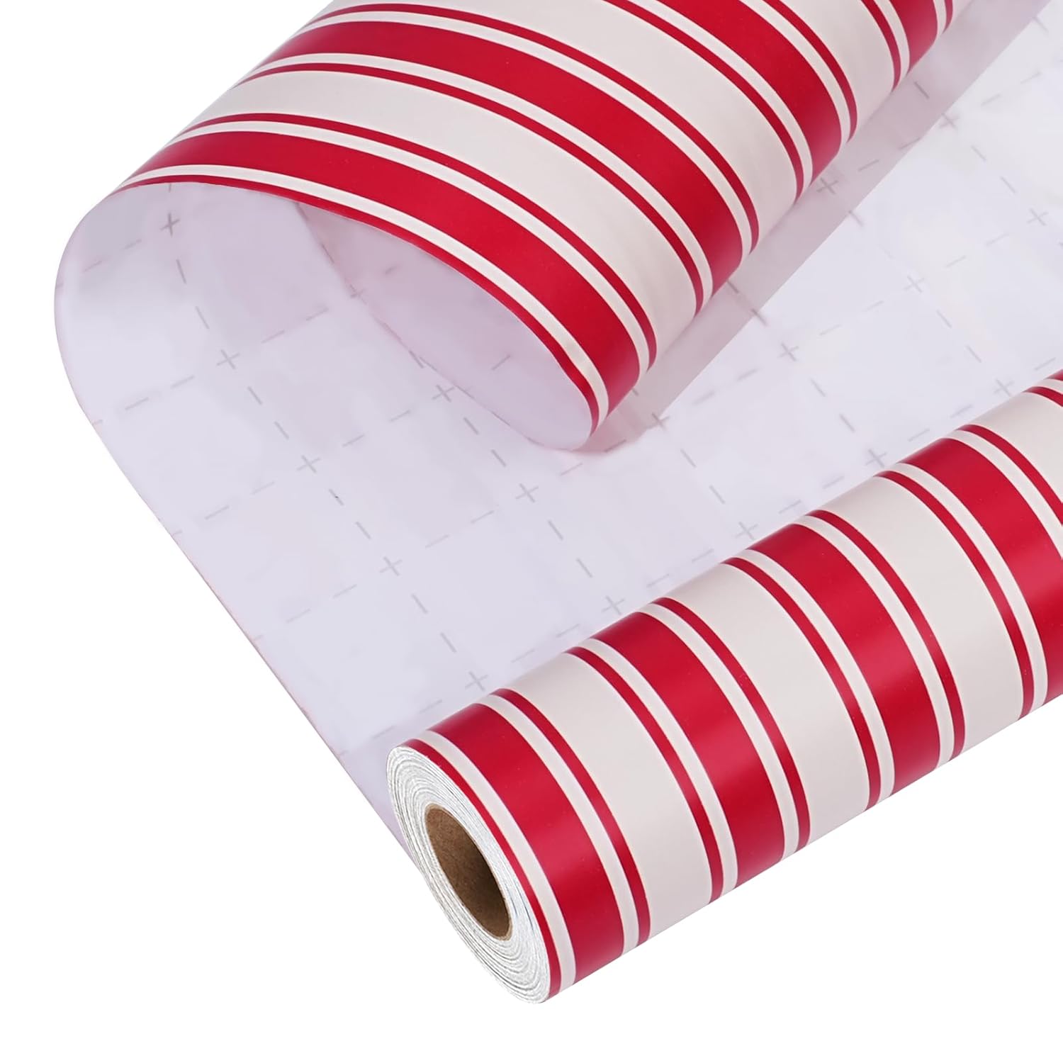 Christmas Wrapping Paper Roll, Classic Red & White Striped Gift Wrap For Christmas, Holiday, Winter Party, 17 Inch X 33 Feet