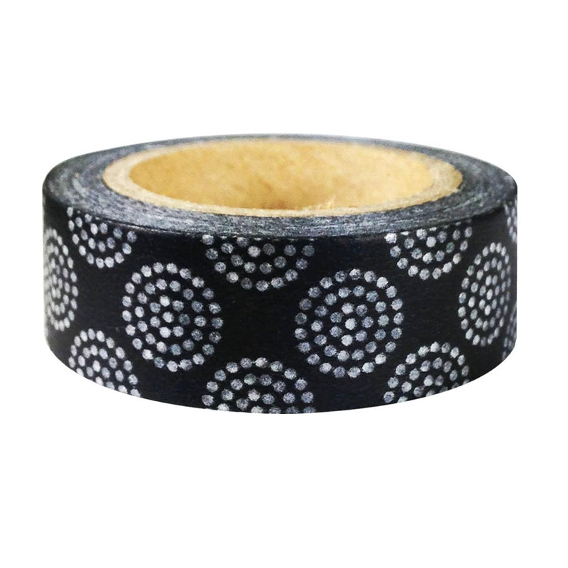 Dotted Japanese Washi Masking Tape - Black Dots Blooming