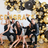 Black And Gold Balloons Garland Arch Kit With Black Gold Confetti Ball