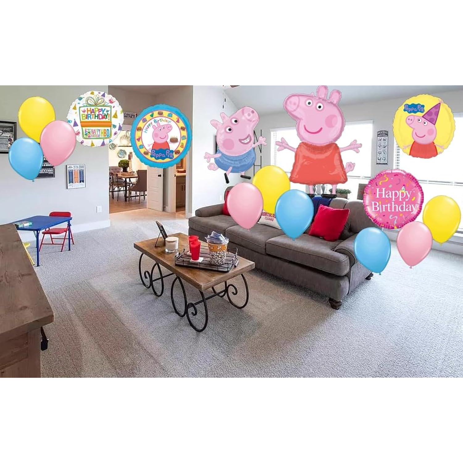 Anagram Peppa and George Happy Birthday Party Supplies Pig Foil Balloon Bouquet Decorations, BQ_4288