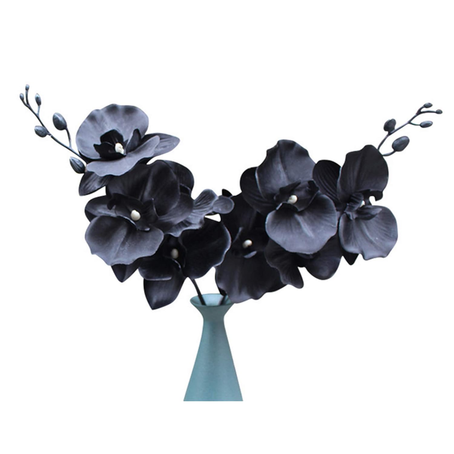 Artificial Orchid Stems Set Of 3,18” Black Dancing Orchid,Uv Resistant No Fade Phalaenopsis,Silk Plants Real Touch Orchid For Christmas Flower Arrangements Wreaths