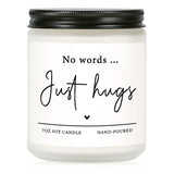Sympathy Gifts For Loss Of Loved One-No Words Just Hugs Lavender Scented Candle, Bereavement Gift Idea, Memorial, Grief, Thinking Of You, Get Well, Comfort Condolence Gift (White)