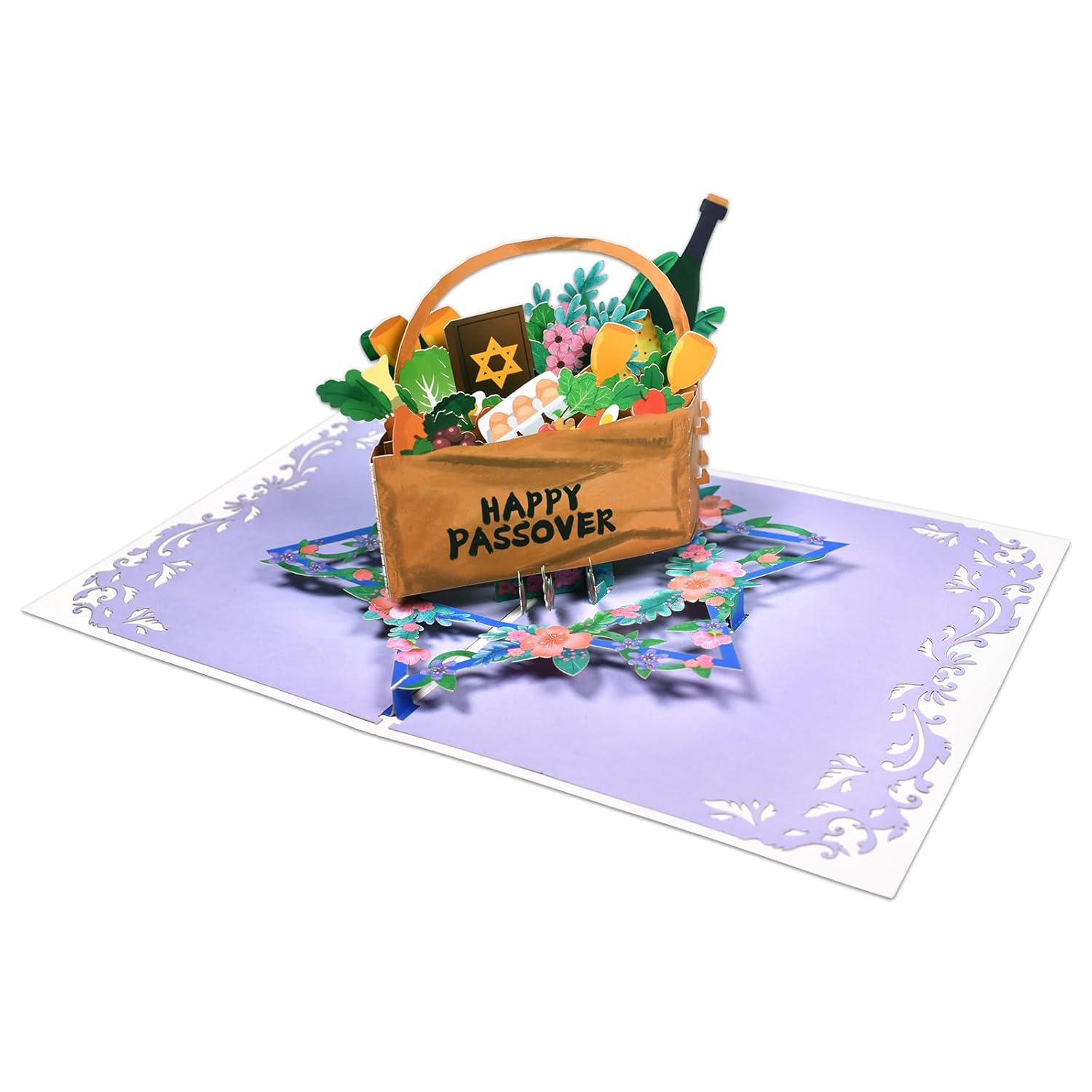 Passover Shopping Pop Up 3D Greeting Cards With Blank Note & Envelope, Ideal Celebration Gift For Friendship, Love, Anniversary, Special Moments, Inspirational, Birthday, Holiday, Party