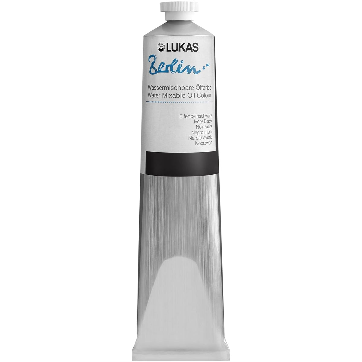 LUKAS Berlin Pro Artists Water Mixable Oil Paint 200 ml Tube Ivory Black, Water Soluble, Lightfast Pigments, Quick Drying, Easy Clean-Up, Eco-Friendly, Professional Quality, 40 Color Range