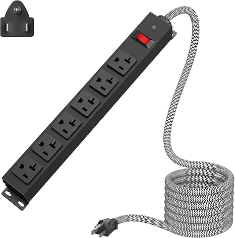 20 Amp Power Strip Surge Protector 1200J 12 Gauge Heavy Duty Cord