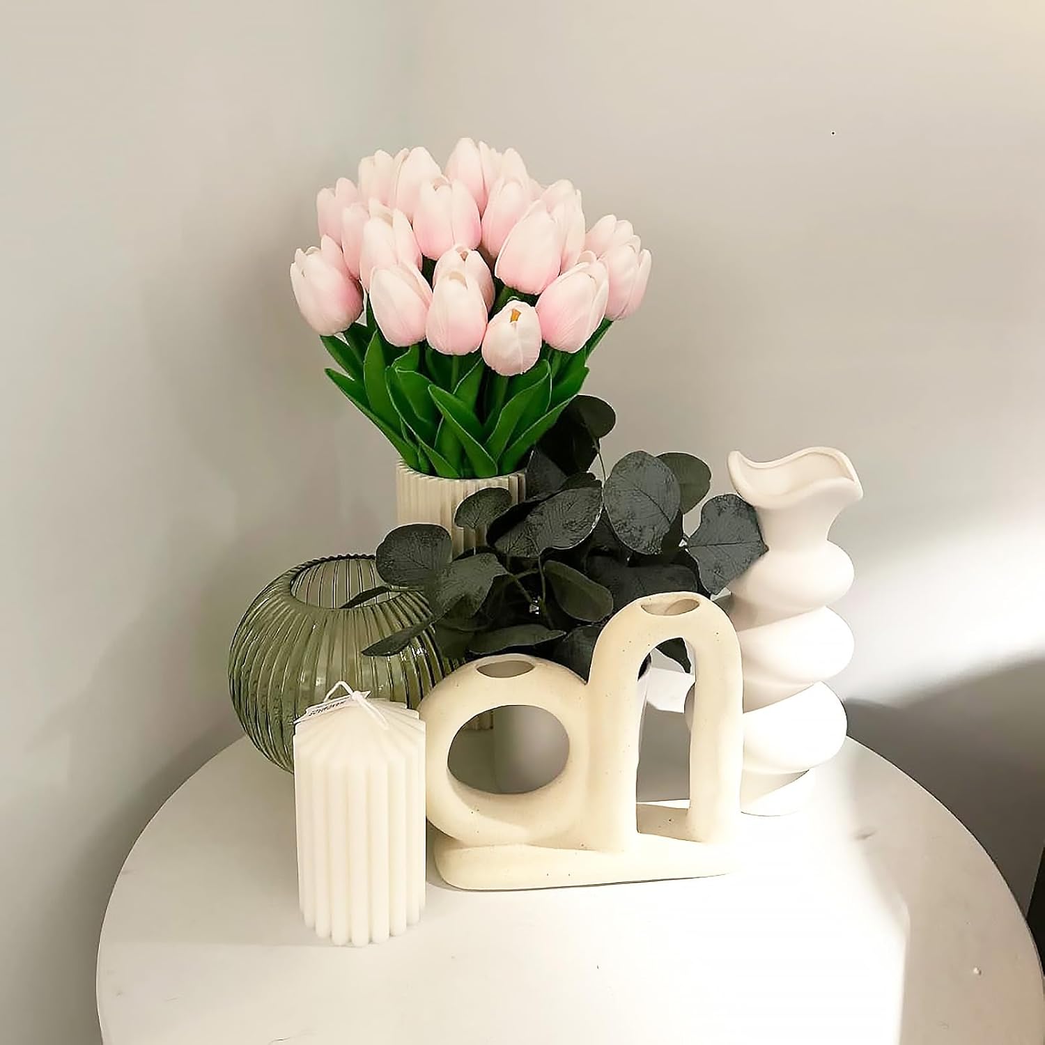 20Pcs Tulip Artificial Flowers 12.6Inch Real Touch For Wedding Decor Banquet Party Home Hotel Office Decoration Holiday Anniversary Celebration Faux Sterm