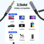 10Ft/3Meter Long 3.5Mm Extension Trrs 4-Pole Headphone Cable Male To Female Audio Cable Nylon Braided Compatible For Home/Car Stereos Smartphones Headphones Tablets Media Players And More
