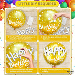 , Gold Happy Birthday Balloon Set - 23 Inch, Big, Pack Of 5 | Happy Birthday Mylar Balloons, Golden Birthday Balloons | Gold Party Decorations, Golden Happy Birthday Decorations