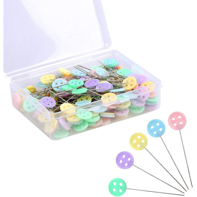 200 Pcs Flat Head Pins, Straight Pins, Sewing Pins For Fabric, Button Colored