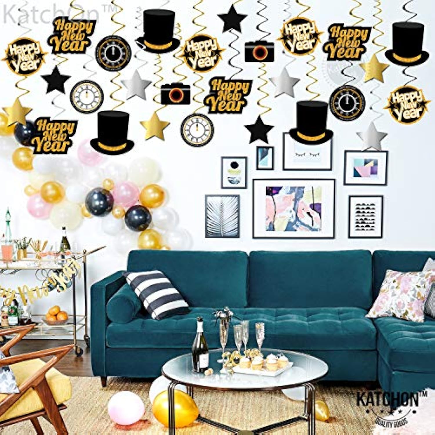 30 Pcs Happy New Year Hanging Swirls for 2026 New Year Eve Party Decorations