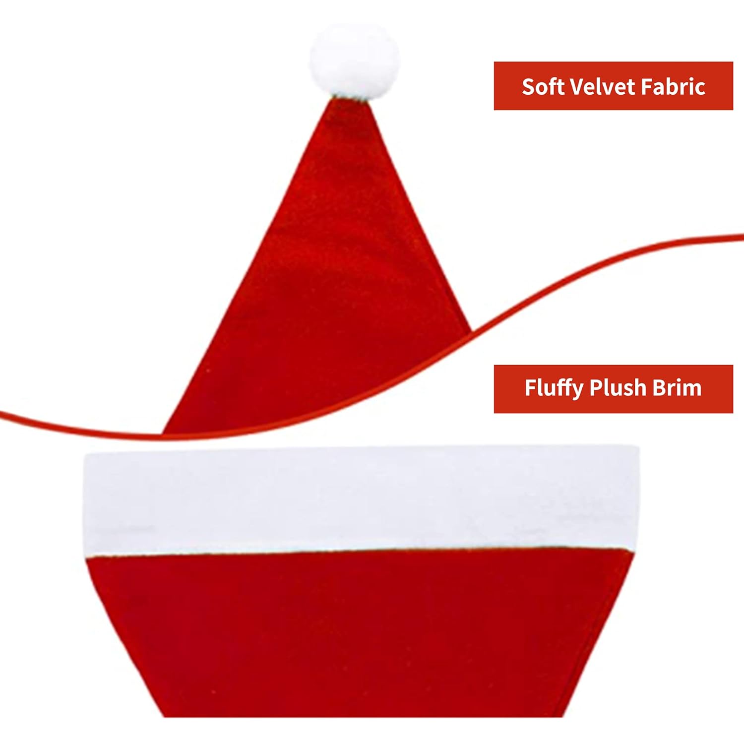 Santa Hat, Santa Hat For Adults, Unisex Velvet Comfort Red Christmas Hat Hats Extra Thicken Classic Plush For Christmas New Year Festive Holiday Party Supplies