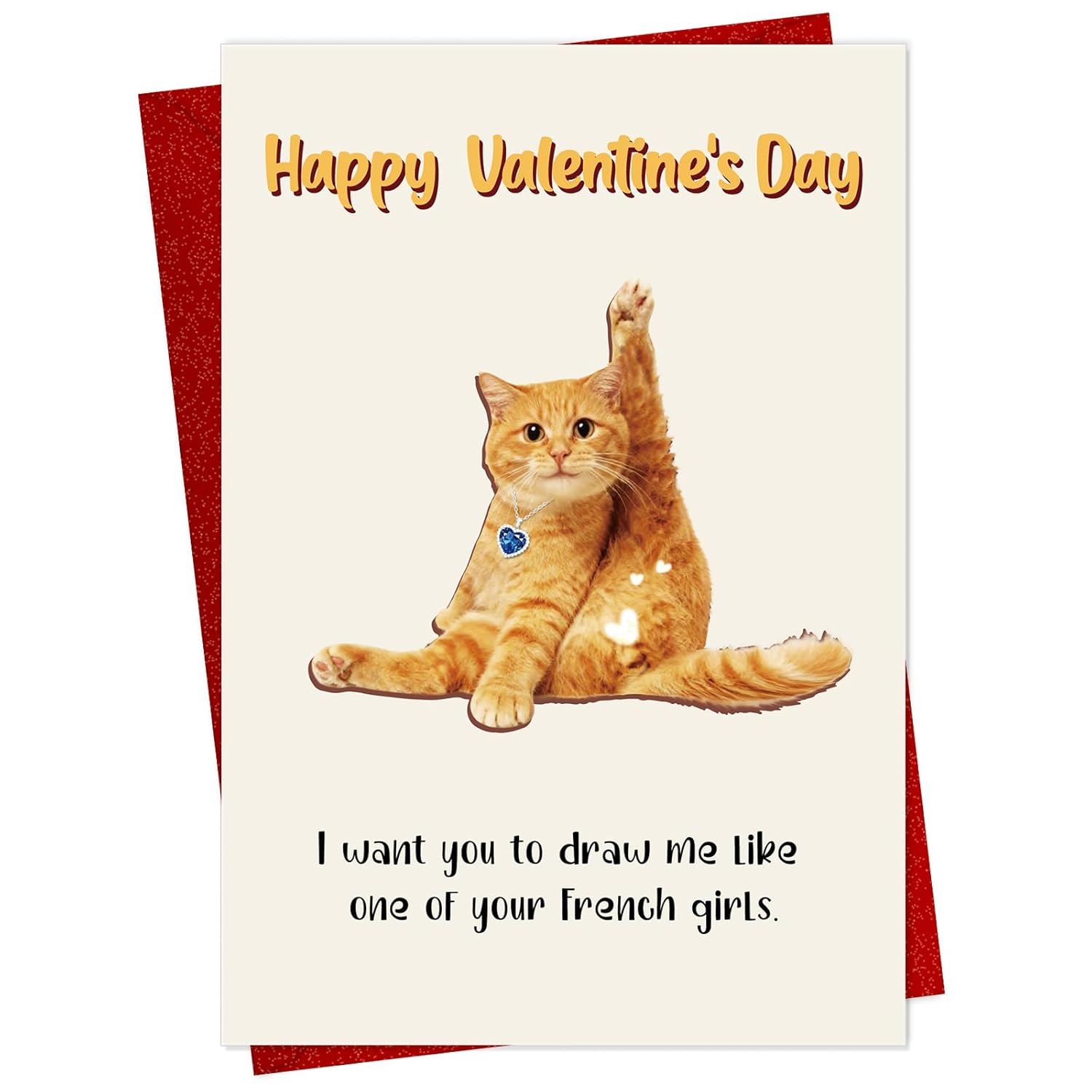 Funny Valentine'S Day Card For Boyfriend Or Husband, Naughty Cat Humor Birthday Card For Him – Unique Valentine'S Gift For Men, 5X8 Card With Envelope & Sticker