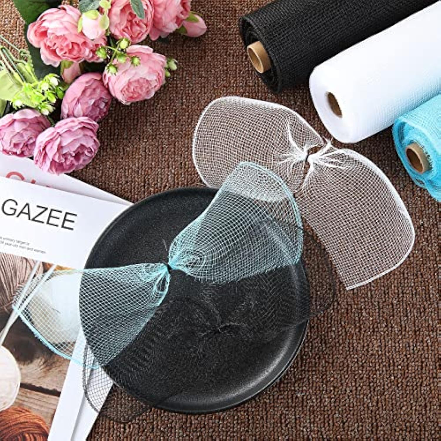 6 Rolls Poly Burlap Mesh 10 Inches Deco Mesh Ribbon 60 Yards Mesh For