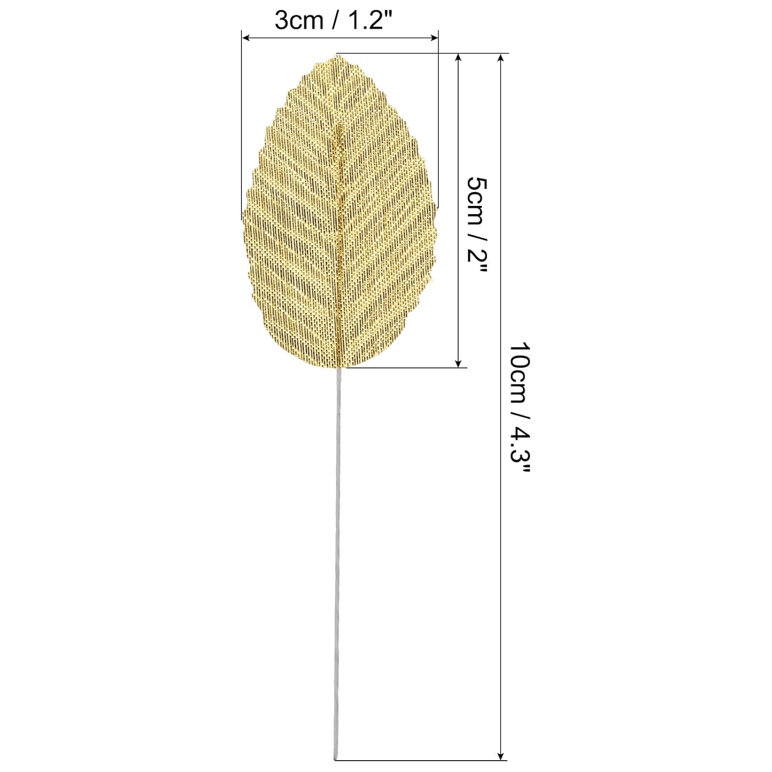 4.3" Artificial Silk Leaf, 200 Pcs Artificial Leaves Stems Fake Leaves Bulk Fake Rose Wire Crafts Leaves For Home Office Decor, Gold Tone