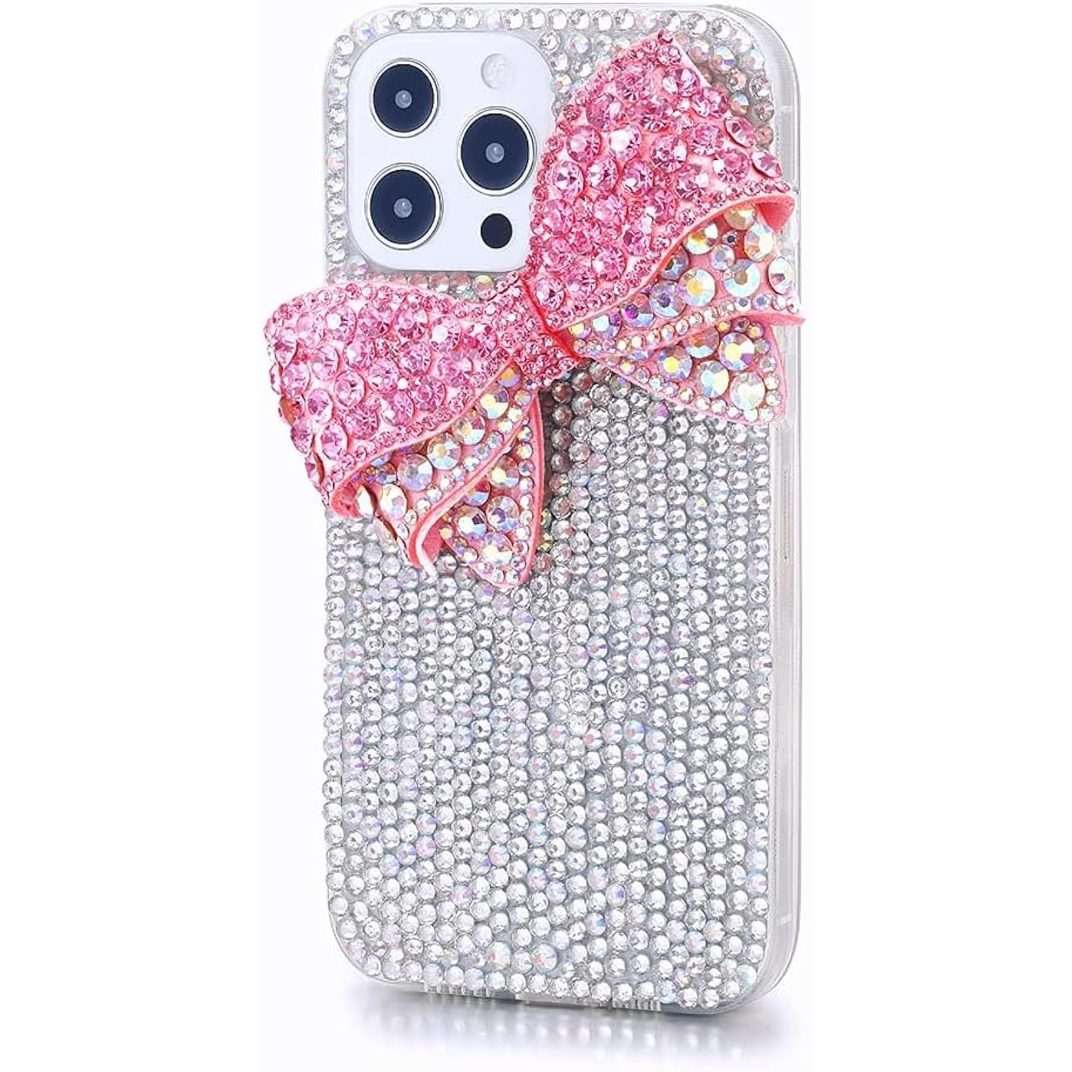 For Iphone 15 Plus Bling Glitter Case,3D Cute Bow Diamond Women Girls Cover Luxury Shiny Sparkle Crystal Rhinestone Gems Bumper Clear Protective Phone Case,Bow Pink
