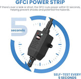 GFCI Outdoor Power Strip 6 Outlets 2700J Surge Protector IPX6 Waterproof 15FT