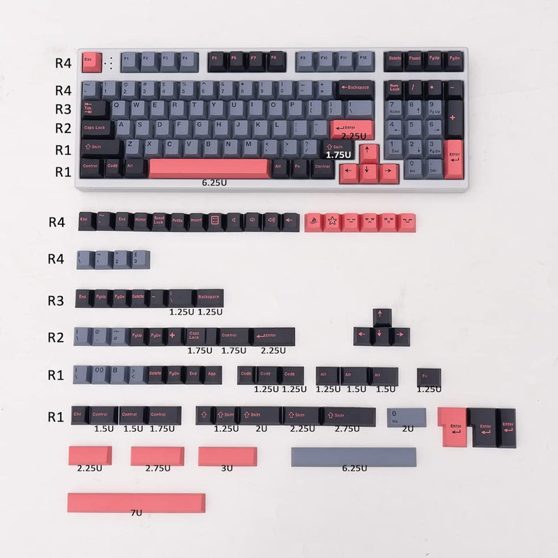 173 Keycaps Cherry Profile Doubleshot Custom Black Grey Pink Keycaps Set For 6