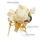 Champagne Rose Boutonniere For Men 8 Pcs-Groomsmen And Groom Boutonniere For Wedding, Prom And Anniversary,Formal Dinner Party & Ring Bearer Accessories(B)