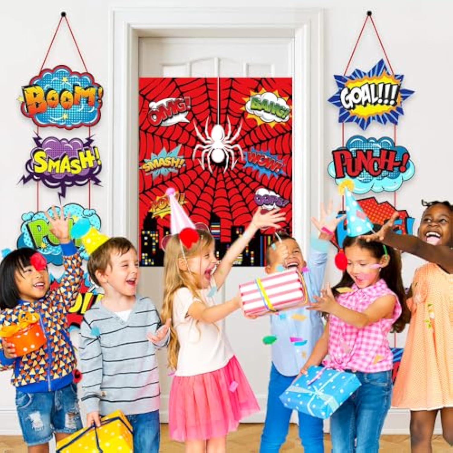 Spider Birthday Party Games Decorations, Pin The Sticker On The Spider Party Games For Kids Spider Hero Theme Party Games Supplies Favors - 27 Stickers