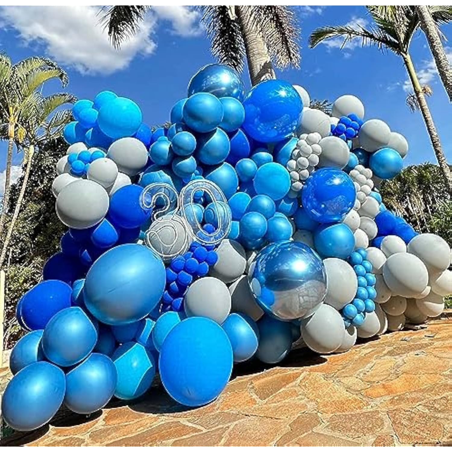36 Inch Giant Metallic Blue Balloons, 6 Pack Large Round Blue Latex Balloons For Anniversary, Birthday, Christmas, Wedding, Baby Shower Party Decorations