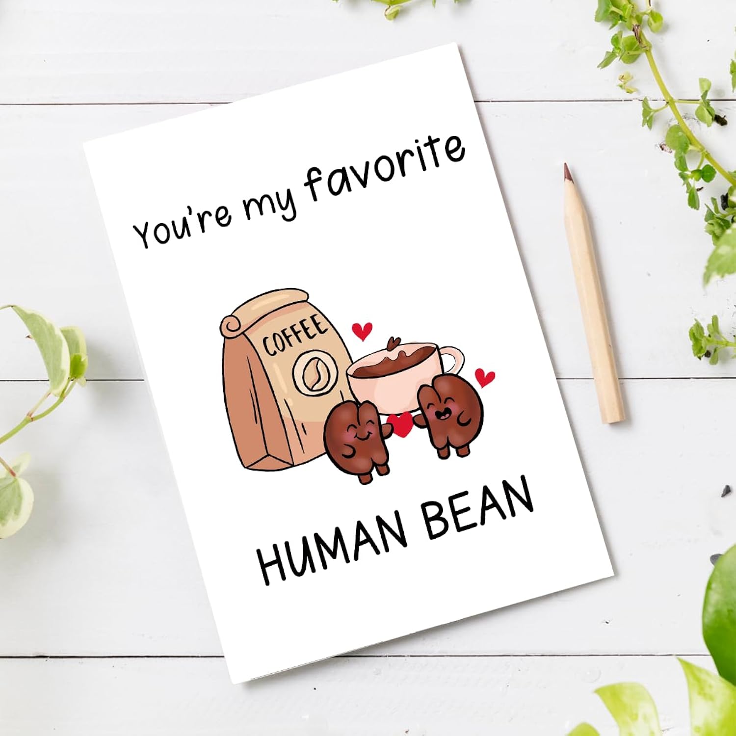 Cute Valentine'S Day Card For Husband Wife Boyfriend Girlfriend Couple Partner, Romantic Coffee Bean Wedding Anniversary Card, Love You Card, Lovely Birthday Card Women Men Couple