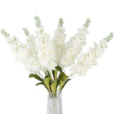 6Pcs Delphinium Artificial Flowers White 34.6'' Faux Larkspur Silk Flowers Long Stem Fake Snapdragon Realistic Flowers For Tall Floor Vase Home Kitchen Wedding Table Centerpieces Outdoor Decor (White)