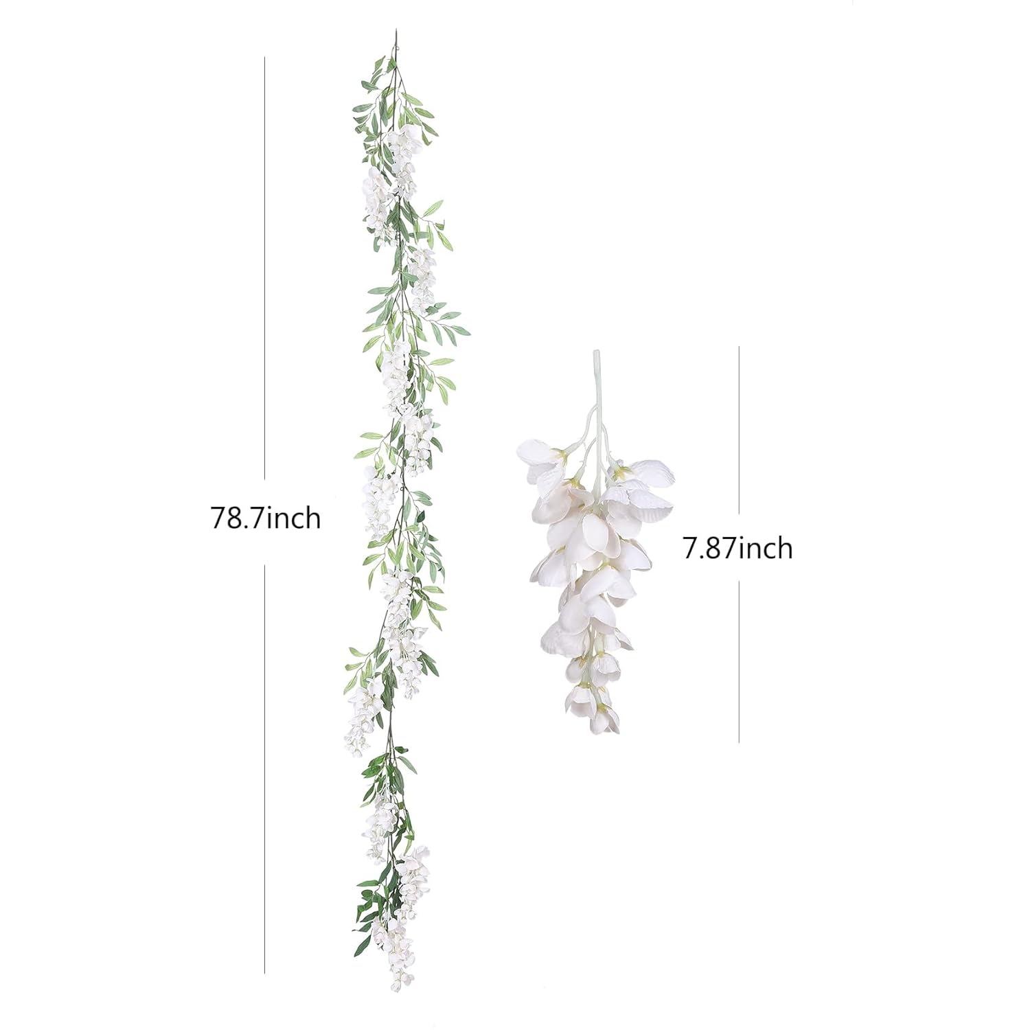 4Pcs 6.6Ft/Piece Imitation Silk Wisteria Garland Hanging Flower Vine For Home Outdoor Garden Ceremony Wedding Arch Floral Decor (Milk White)