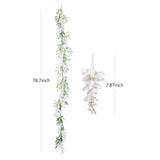 4Pcs 6.6Ft/Piece Imitation Silk Wisteria Garland Hanging Flower Vine For Home Outdoor Garden Ceremony Wedding Arch Floral Decor (Milk White)